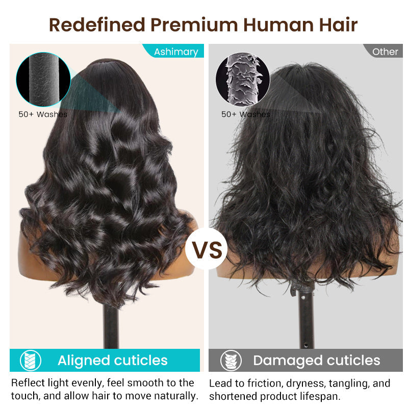 Ready To Go Pre-Styled Body Wave Short Bob Wig Transparent Lace Wigs