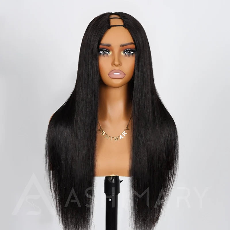 V Part Wig | Real Scalp Straight V Part Human Hair Beginner Friendly Thin Part Wig