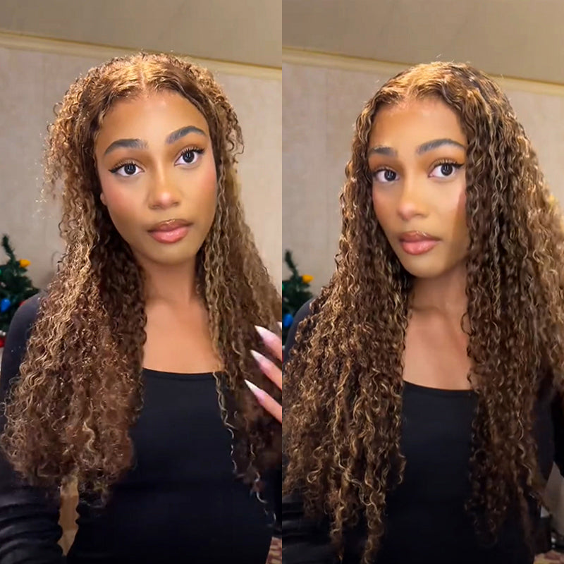 BOGO Highlight Piano Color Water Wave 13x6 Lace Frontal Wig Brazilian Human Hair Luxurious
