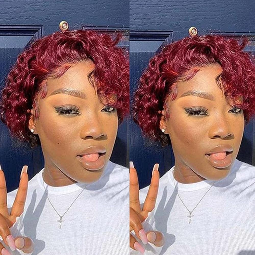 BOGO Pixie Cut Curly Hair Wig Fashion Pre-Styled Short Bob Wigs Lace Wig