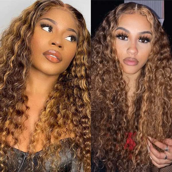 Pre Plucked Highlight Glueless 360 Transparent Lace Frontal Wigs 100% Human Hair