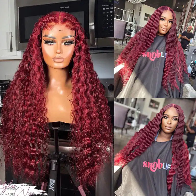 99J Burgundy Curly Wig 360 Frontal Wigs Ashimary Virgin Hair Front Wigs