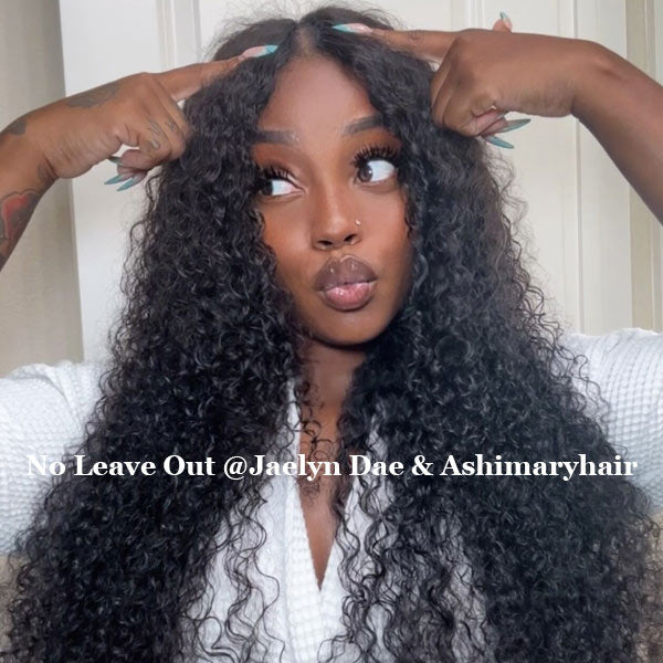 Pull Go Wig | 10A Glueless V Part Wig Beginner Friendly Natural Scalp Thick Curl Human Hair Upgrade U part Wig