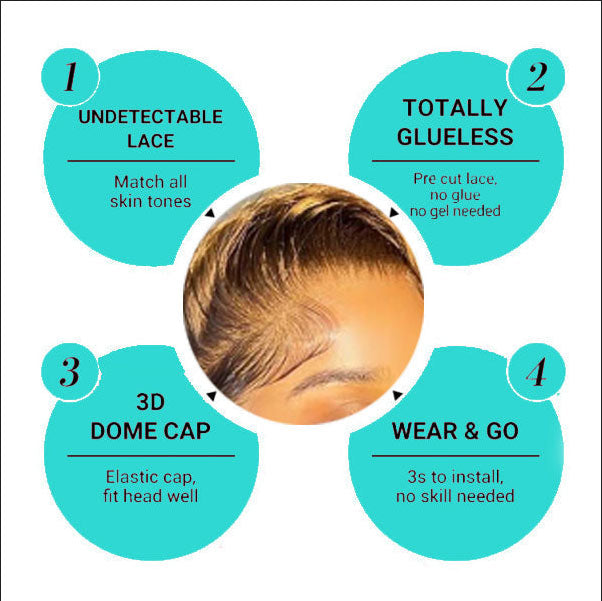Boho-Chic Ready to Wear Breathable Highlight Water Wave 100% Glueless Wig Human Hair with Pre Cut Lace & Plucked Hairline & Bleached Knots