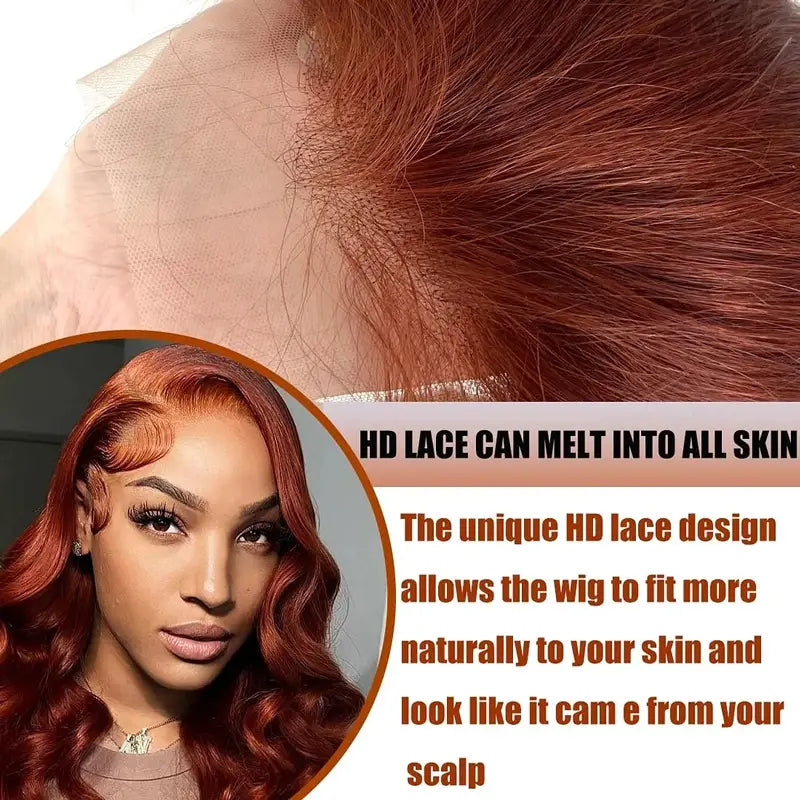 Reddish Brown 360 Transparent Lace Frontal Wigs Body Wave & Straight Pre Plucked 100% Human Hair