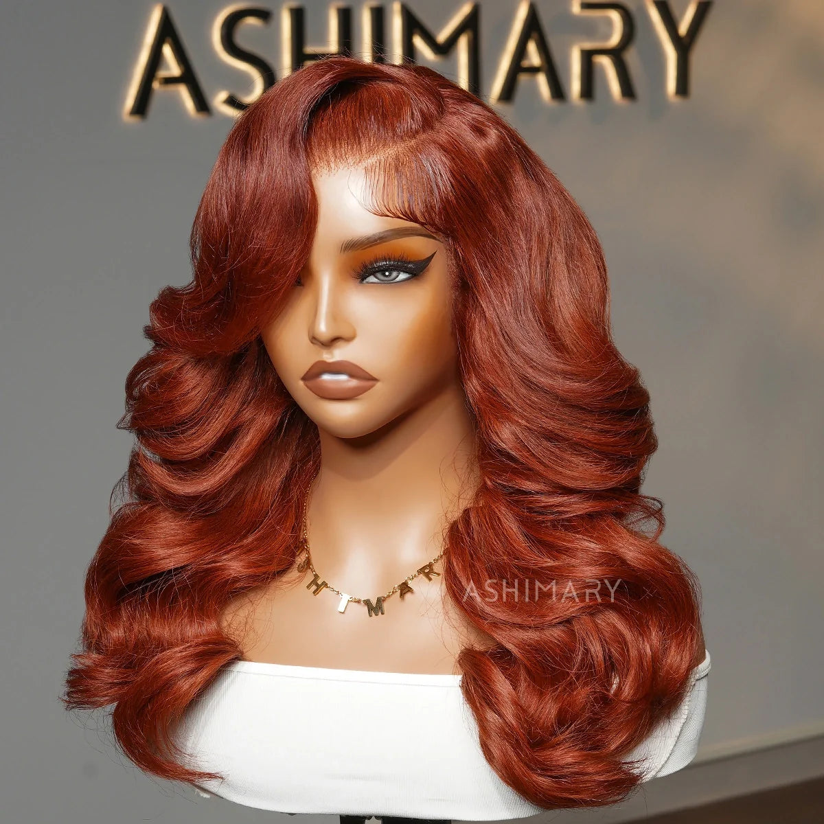 Reddish Brown Peacock Curls Pull & Go 13x6 Full Lace Front Glueless Wig Pre-Styled Heavy Layers