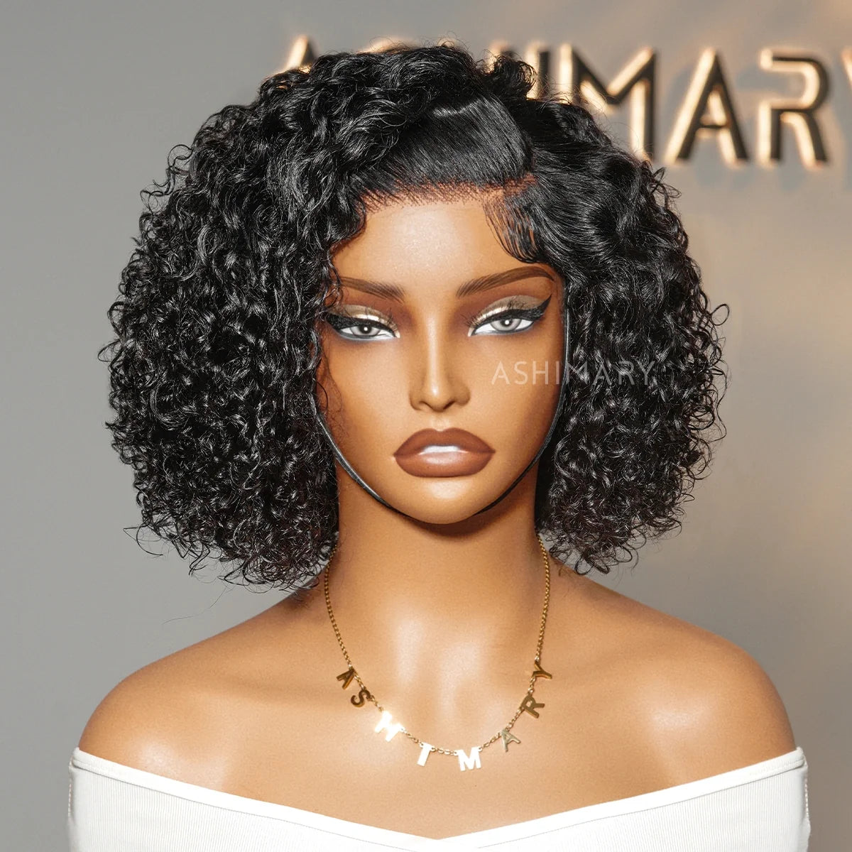 Trendy Short Cut Curly Knotless 4x4 Lace Glueless Side Part Pre-Styled Bob Wig