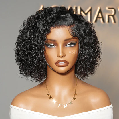 Trendy Short Cut Curly Knotless 4x4 Lace Glueless Side Part Pre-Styled Bob Wig