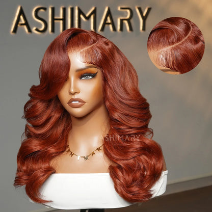 Reddish Brown Peacock Curls Pull & Go 13x6 Full Lace Front Glueless Wig Pre-Styled Heavy Layers