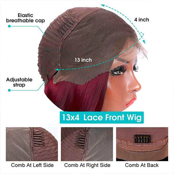 Deep Wave 99J Burgundy Virgin Hair Lace Frontal Wig