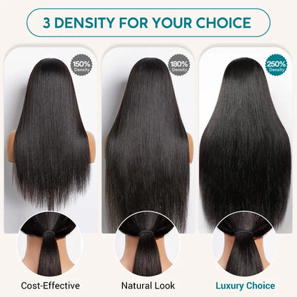 Ashimary Pull Go 13x6 Full Glueless Wig Transparent Lace Front Wig Straight Brazilian Human Hair