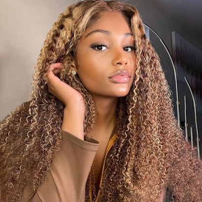 Flowy Bohemian Curly Wear And Go Highlight Piano Color Water Wave Ready to Wear Wig with Pre Plucked Hairline & Bleached Knots