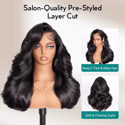 Pre Styled Effortless Chic Layer 4x4 Lace Closure Wig High Density Peacock Curls Glueless Ready to Wear Wig