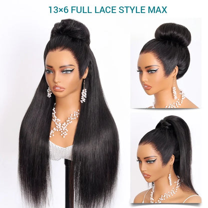 Ashimary Pull Go 13x6 Full Glueless Wig Transparent Lace Front Wig Straight Brazilian Human Hair