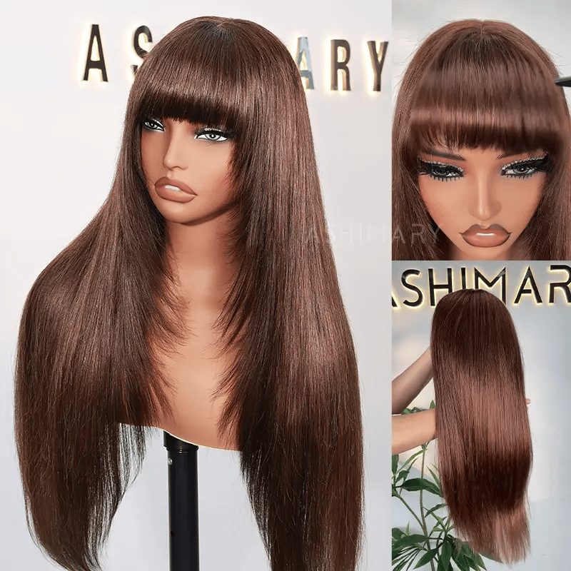 Pull Go 3x1 Lace Straight Wig True Scalp Bang Wig Glueless Pre-Styled Layered Human Hair
