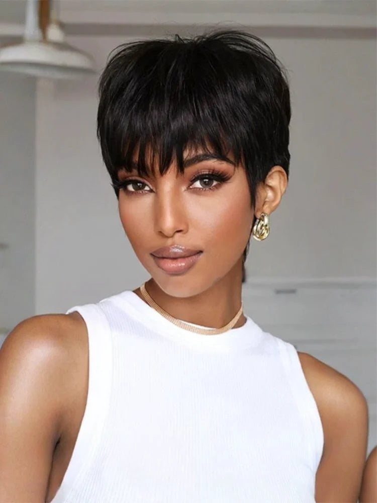 2 Wigs=$89 | Short Pixie Cut Glueless Human Hair Wig + Glueless Highlight Pixie Cut Wig
