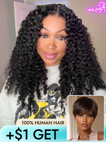 2nd Wig Only $1 | Burmese Curly 6x4.5 Lace Wig Glueless Human Hair and Brown Pixie Short Wig