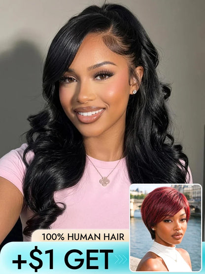 2nd Wig Only $1 | Body Wave 360 Lace frontal Invisi Strap Wig and Ombre Pixie Glueless Wig