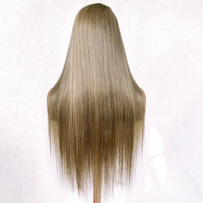 Brown Grey Wig 13x4 HD Lace Straight Human Hair