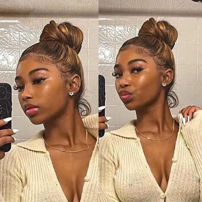 Pre Plucked Highlight Glueless 360 Transparent Lace Frontal Wigs 100% Human Hair