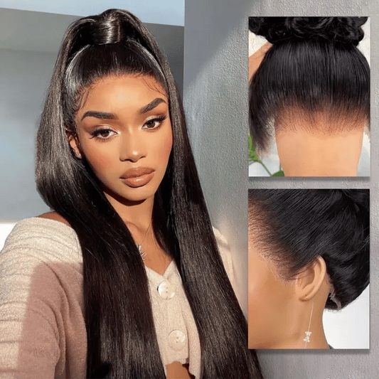 [US 24H Ship] Silky Straight Invisi Strap Snug Fit 360 Transparent Lace Frontal Bleached Knots Pre Cut Lace Optional Wig