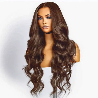 360 Lace Frontal 4# Chocolate Brown Body Wave Lace Front Wig Transparent Preplucked Lace Frontal Wig Colored Wigs