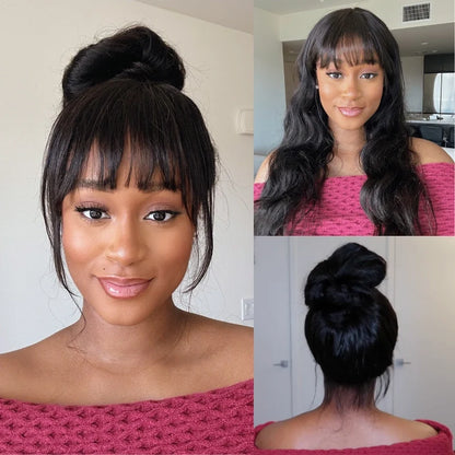 [US 24H Ship] Layer Cut Body Wave With Bang 360 Invisi Strap Lace Frontal Wig Glueless Salon Hairstyles