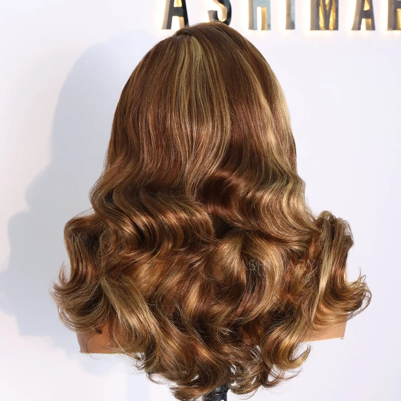 Pre Styled Highlight Peacock Curls Lace Front Wig 13x6 Pull Go Glueless Human Hair with Bold Layers