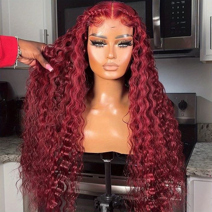 Deep Wave 99J Burgundy Virgin Hair Lace Frontal Wig