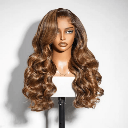Brown Highlight Ombre 6x4.5 Lace Glueless Body Wave Wig Pre-Everything Salon Style Wig With Baby Hair