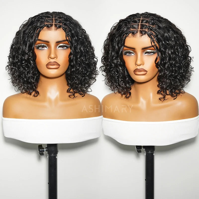 [US 24H Ship] Pre-Braided Water Wave Glueless 6x4.5 Closure Lace with Braided Top Human Hair Wig Pre-Cut Lace