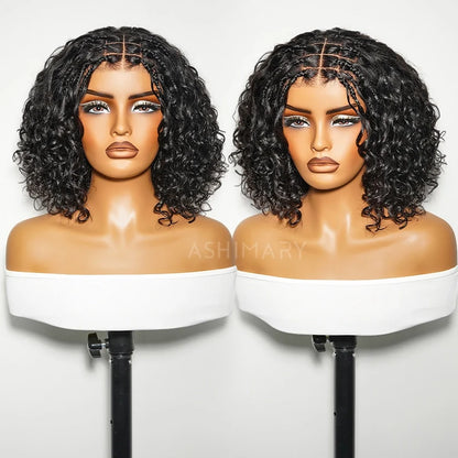 [US 24H Ship] Pre-Braided Water Wave Glueless 6x4.5 Closure Lace with Braided Top Human Hair Wig Pre-Cut Lace