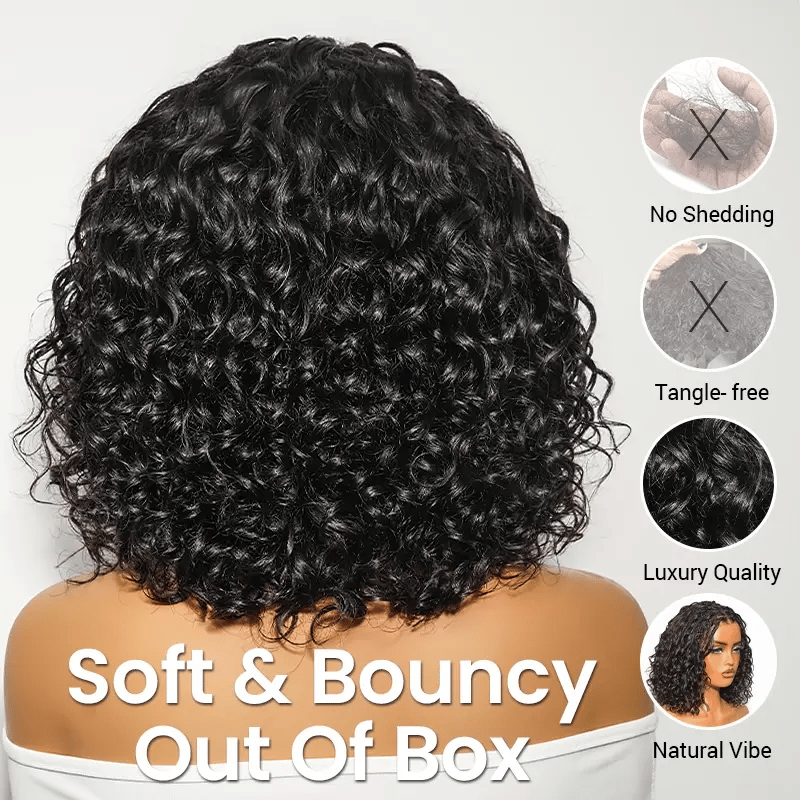 [US 24H Ship] Pre-Braided Water Wave Glueless 6x4.5 Closure Lace with Braided Top Human Hair Wig Pre-Cut Lace
