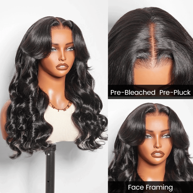 Layered Cut Pre-Bleached Body Wave Pre-Cut 7x5 T Part Glueless Lace Wear Go Wigs