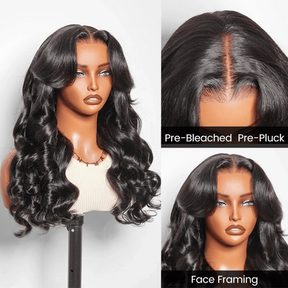 Layered Cut Pre-Bleached Body Wave Pre-Cut 7x5 T Part Glueless Lace Wear Go Wigs