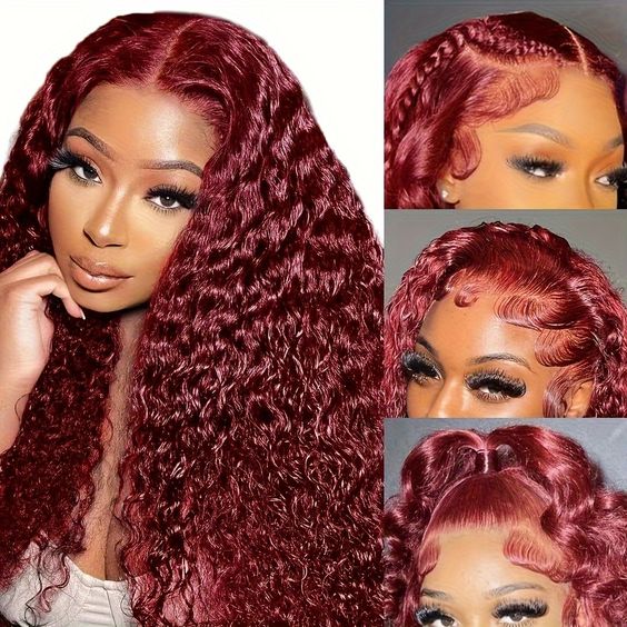 Deep Wave 99J Burgundy Virgin Hair Lace Frontal Wig