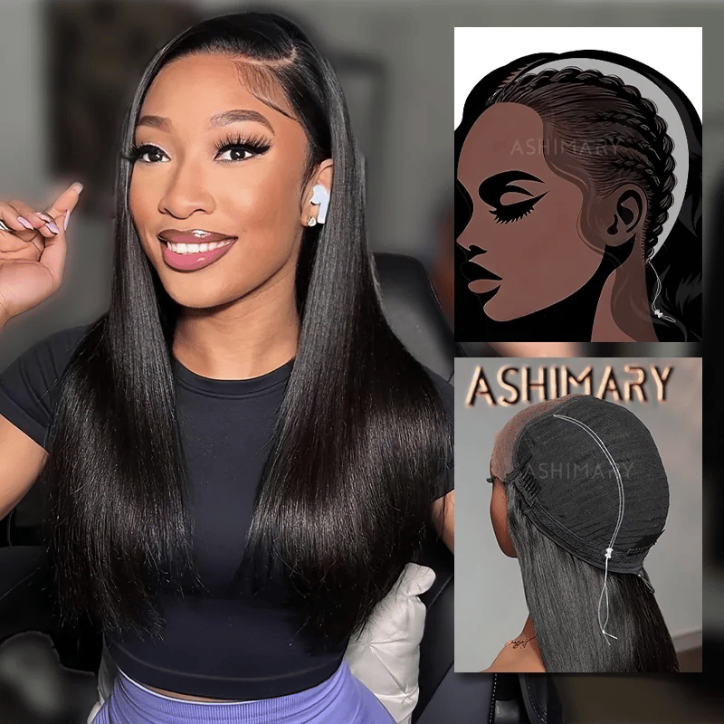 StayLock™ Contour Structure 720° Snug Fit Glueless 7x5 Closure Lace Yaki Straight Wig Pre-Cut Lace