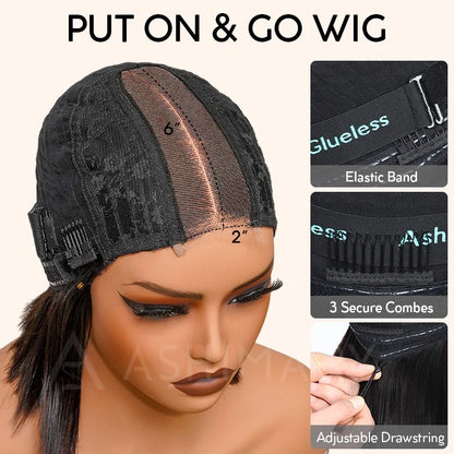 Highlight Blonde Ombre Straight Wig 6x4.5 Transparent Glueless Lace Beginner Friendly Ready To Go Wig