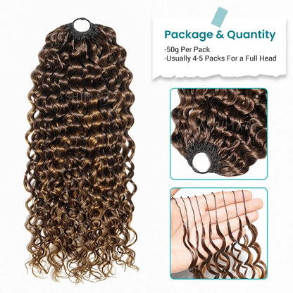 Water Wave Crochet Hair Brown Ombre Machine Made Feather Crochet Human Hair Extension