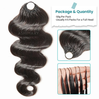 Body Wave Crochet Hair Natural Black Machine Made Feather Crochet Human Hair Extension