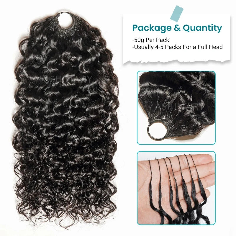 Kinky Curl Crochet Hair Machine Made Natural Black Feather Human Hair Extension