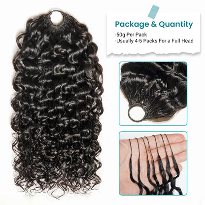 Kinky Curl Crochet Hair Machine Made Natural Black Feather Human Hair Extension