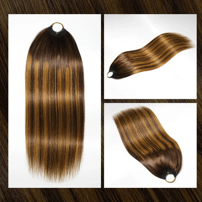 Silky Straight Feather Crochet Braid Highlight Ombre Human Hair Extensions