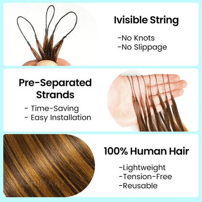 Silky Straight Feather Crochet Braid Highlight Ombre Human Hair Extensions