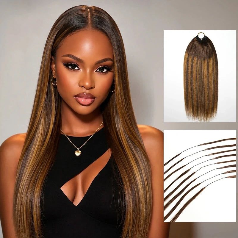 Silky Straight Feather Crochet Braid Highlight Ombre Human Hair Extensions