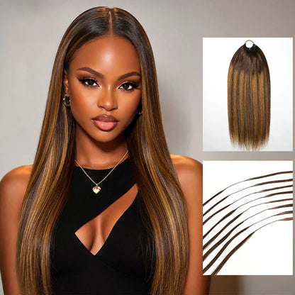 Silky Straight Feather Crochet Braid Highlight Ombre Human Hair Extensions