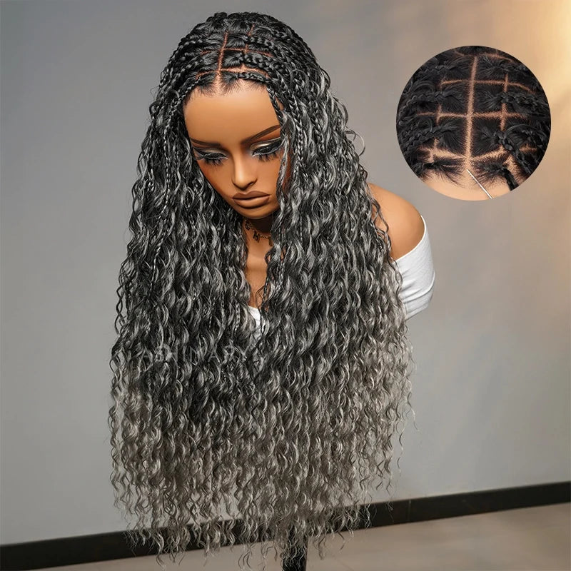 Invisi Strap Full Lace Knotless Boho Curls Braided Long Wig Pre-braid Lightweight Super Natural Scalp