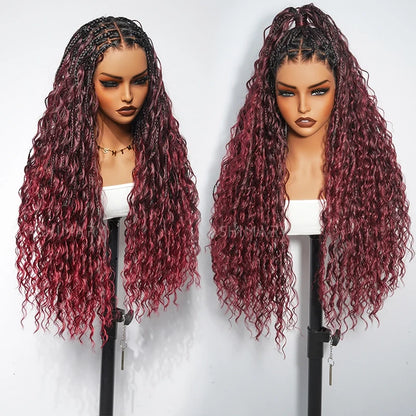 Invisi Strap Full Lace Knotless Boho Curls Braided Long Wig Pre-braid Lightweight Super Natural Scalp