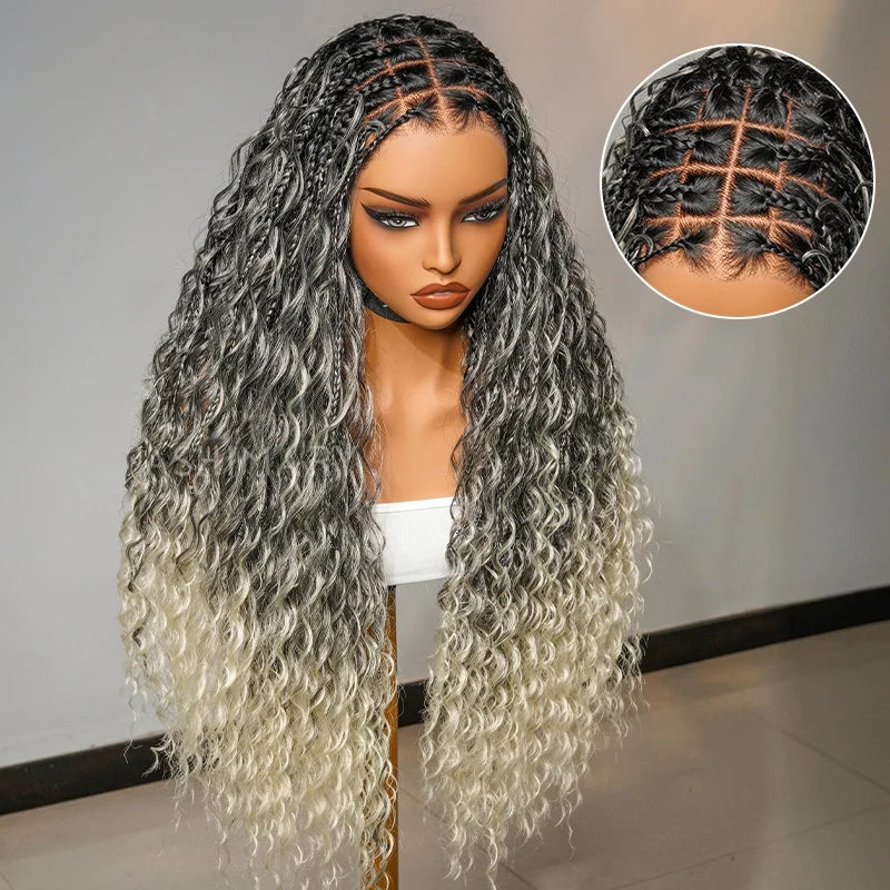 Invisi Strap Full Lace Knotless Boho Curls Braided Long Wig Pre-braid Lightweight Super Natural Scalp