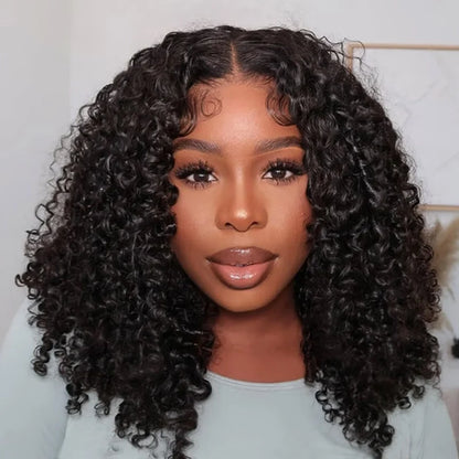 Kinky Curly Pull Go 13x4 Wig Glueless Lace Drawstring Wig With Bleached Knots $100 OFF